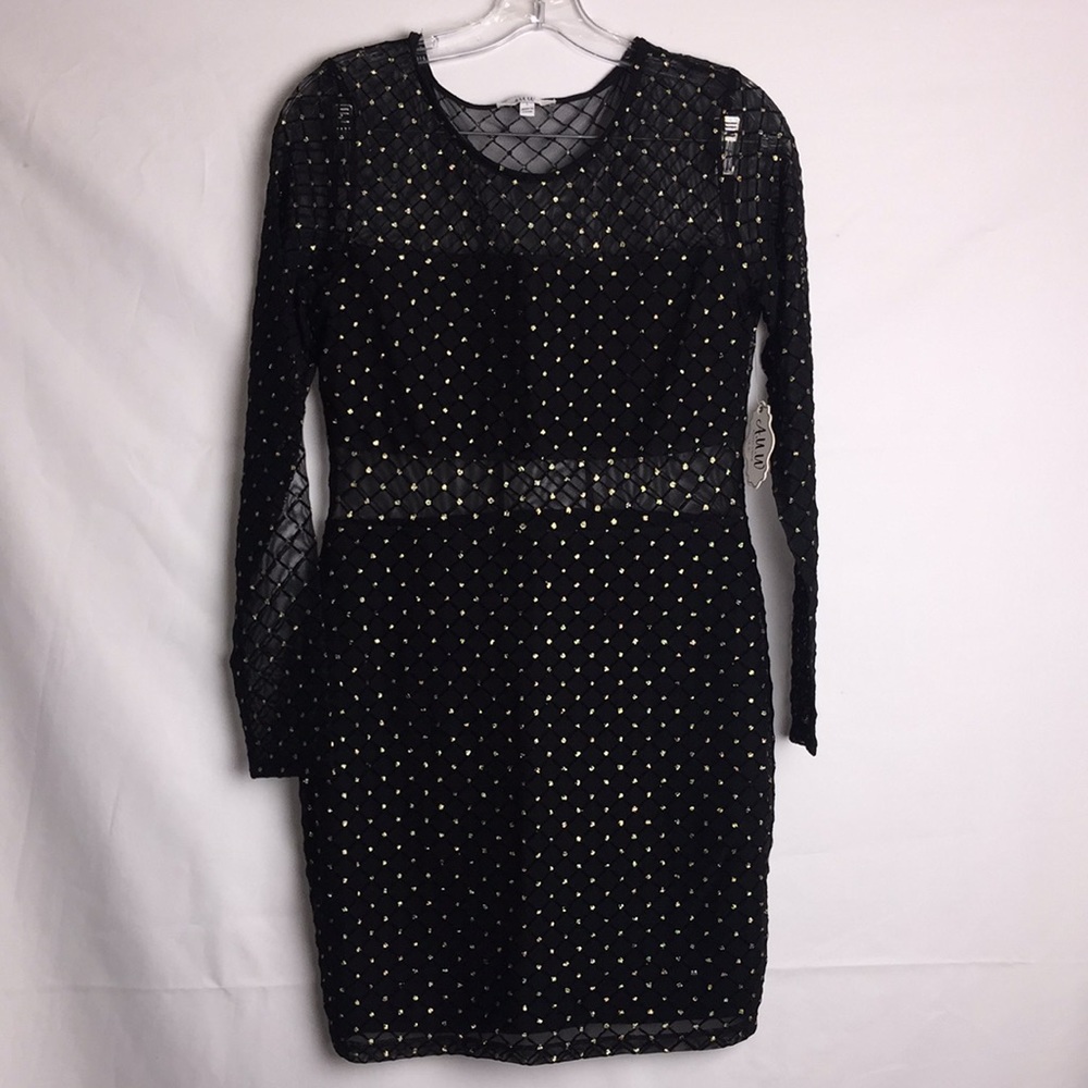 🆕with 🏷 AUW black dress with gold glitter